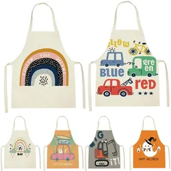 Cartoon cute car rainbow sunscreen apron children's cooking apron home cleaning anti-fouling accessories home printed apron