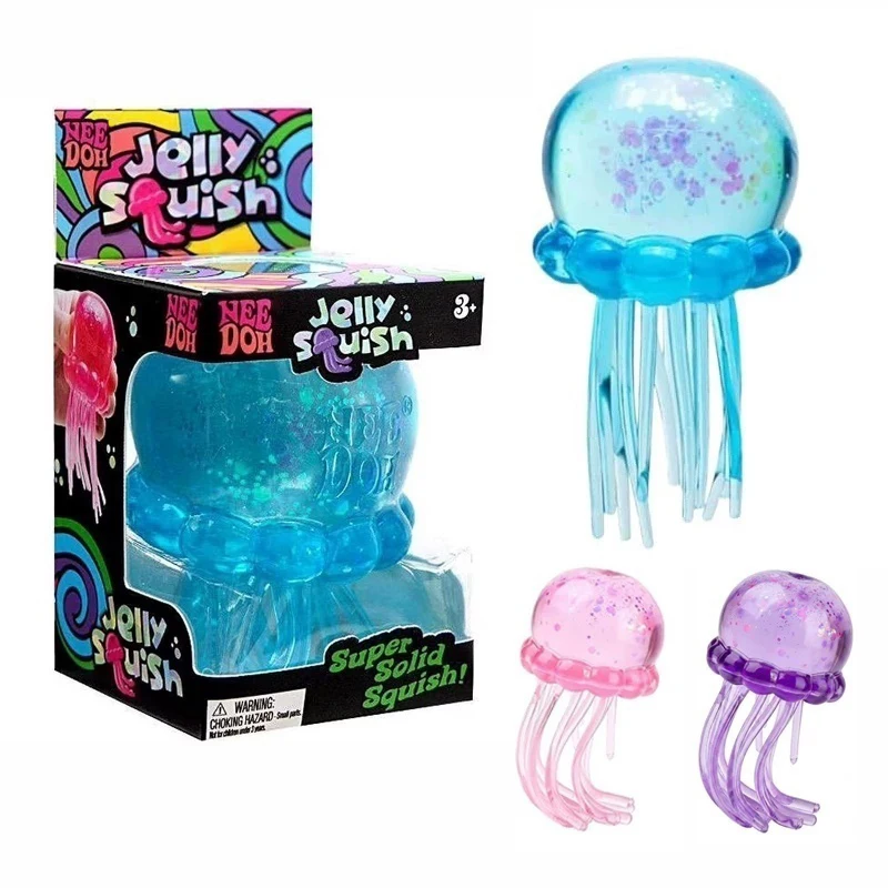 Needoh Jellyfish Octopus Decompression Toy Gummy Bear Rabbit Ultra Soft Non-toxic Relieve Emotional Stress Anxiety Fingertip Toy