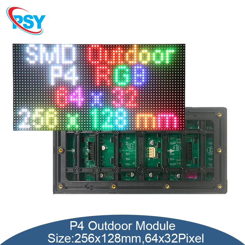 

P4 LED Outdoor Matrix Module 256x128mm RGB High Brightness 64x32 Pixels 8S Full Color Panel HUB75 Programmable Display Screen