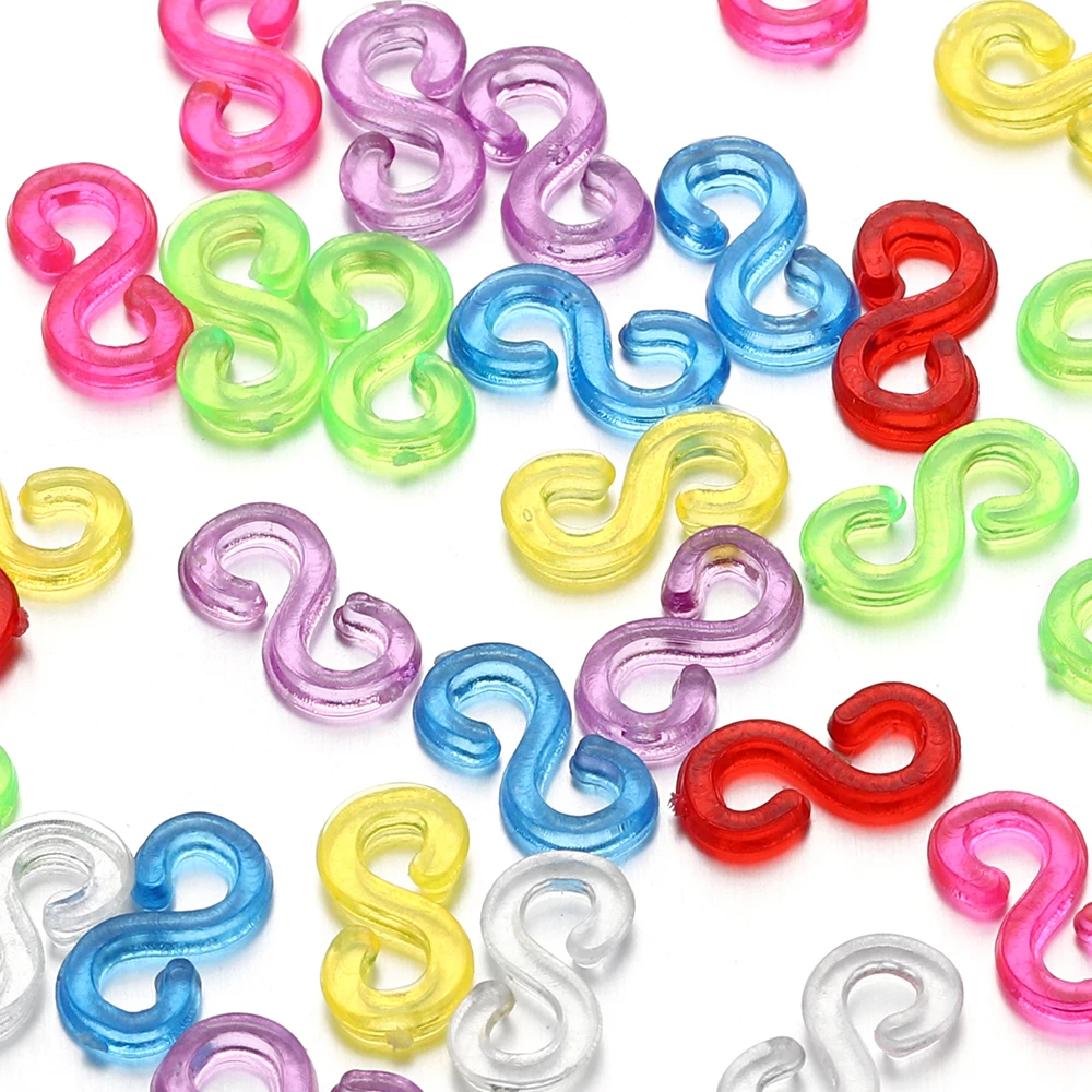 500pcs 11x6mm Colorful Rubber S Clips Connector Clasp Hook for Jewelry Making DIY Findings