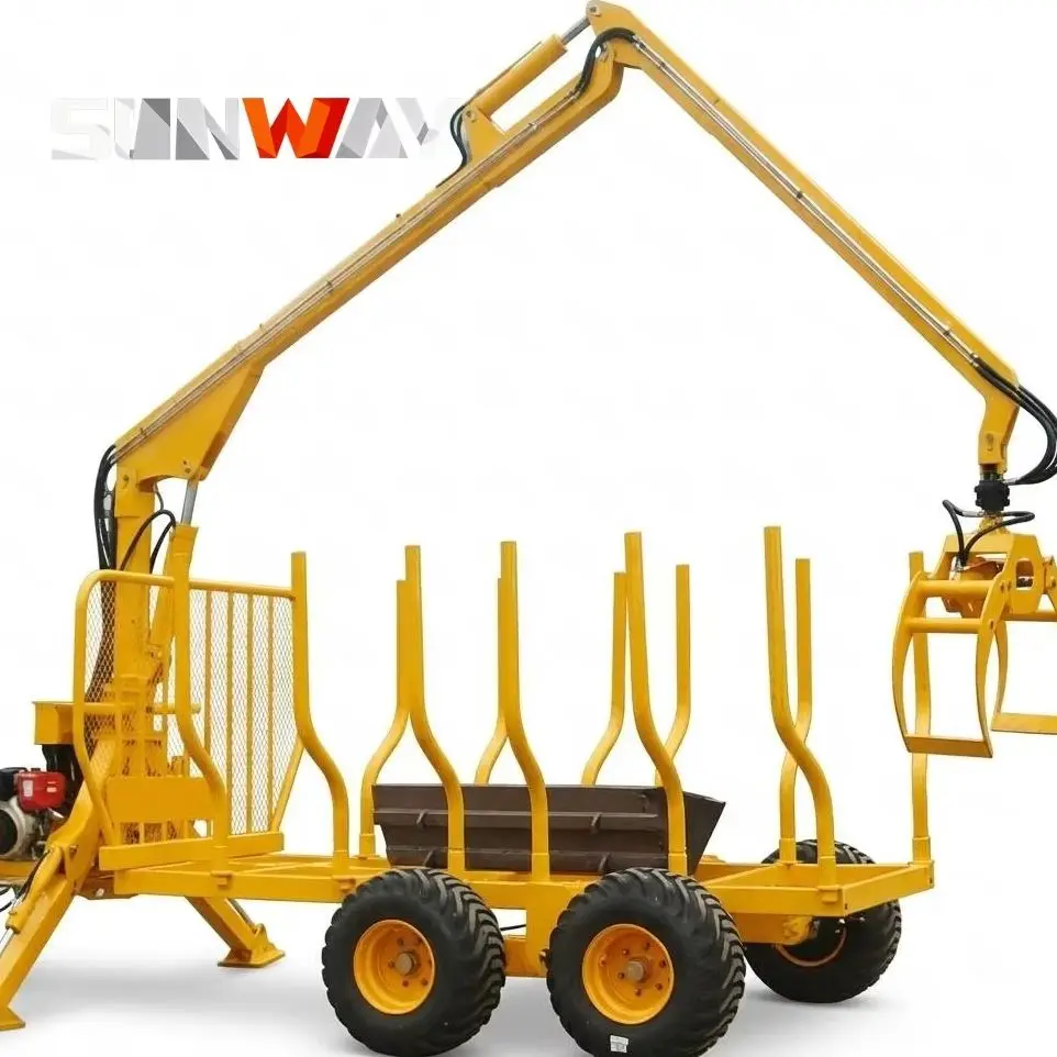 

Heavy-Duty ATV Wood Trailer Timber Truck Cranes Log Farm Trailer Rotary Grapple Log Cranes for Wood Decamion Hot Sale