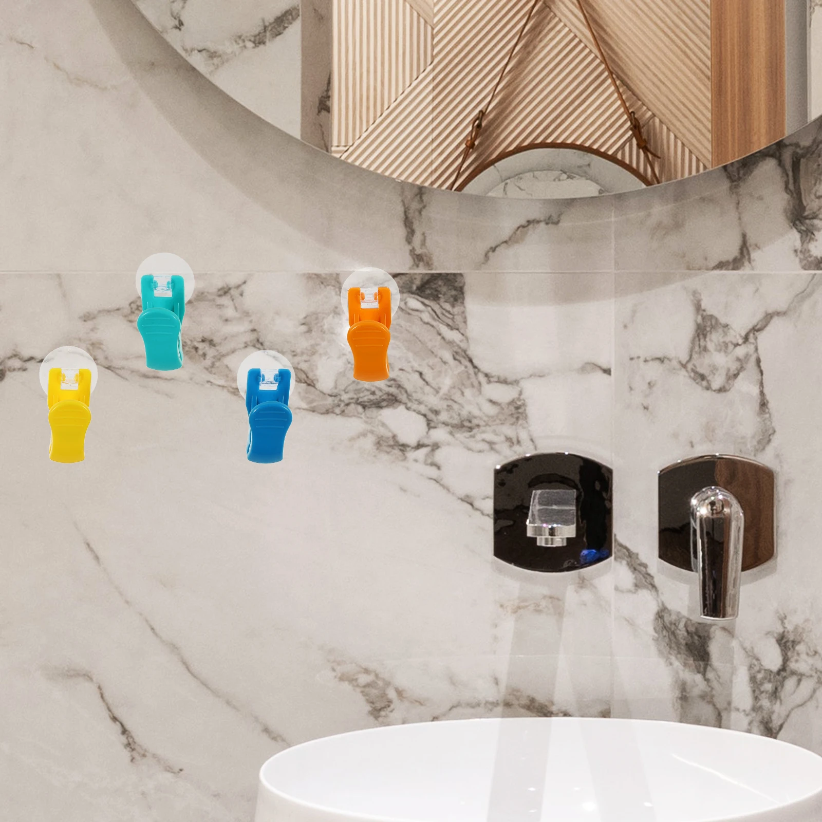 

4pcs Multifunctional Hooks Kitchen Bathroom Suction Cup Clips Plastic Holder Towel Ticket Reusable Clamps Safe Storage