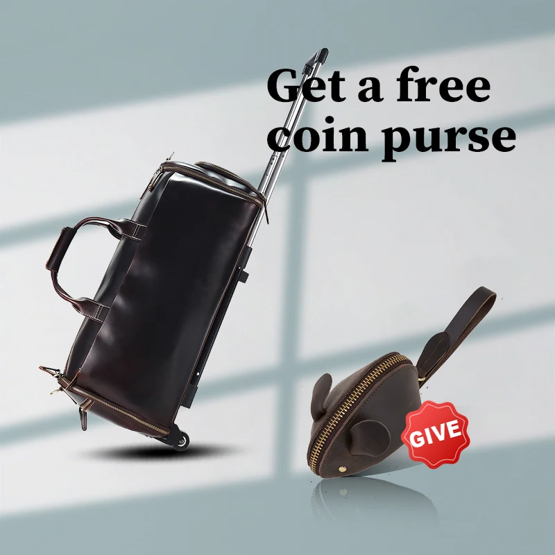 

Новый кожаный дорожный футляр Crazy Horse в стиле ретро, складная тележка для багажа, отдельный кожаный дорожный футляр большой вместимости для сухого и влажного воздуха