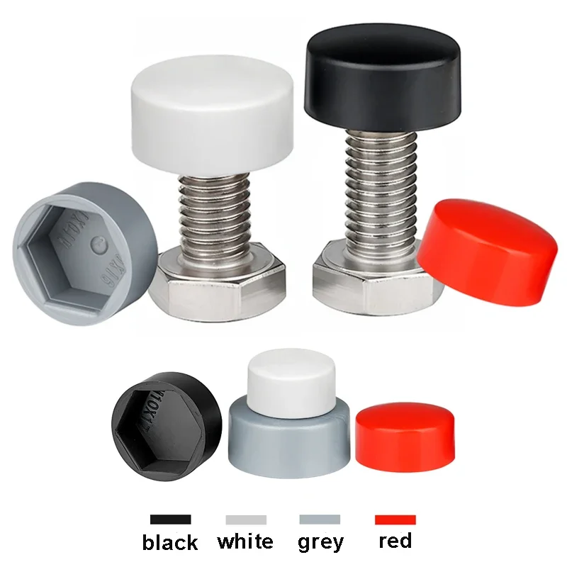 4 colors M4~M30 Hexagonal Nut Flat Head Plastic Protective Cap External Hexagonal Screw Low Head Decorative Cap Dust-Proof Cover