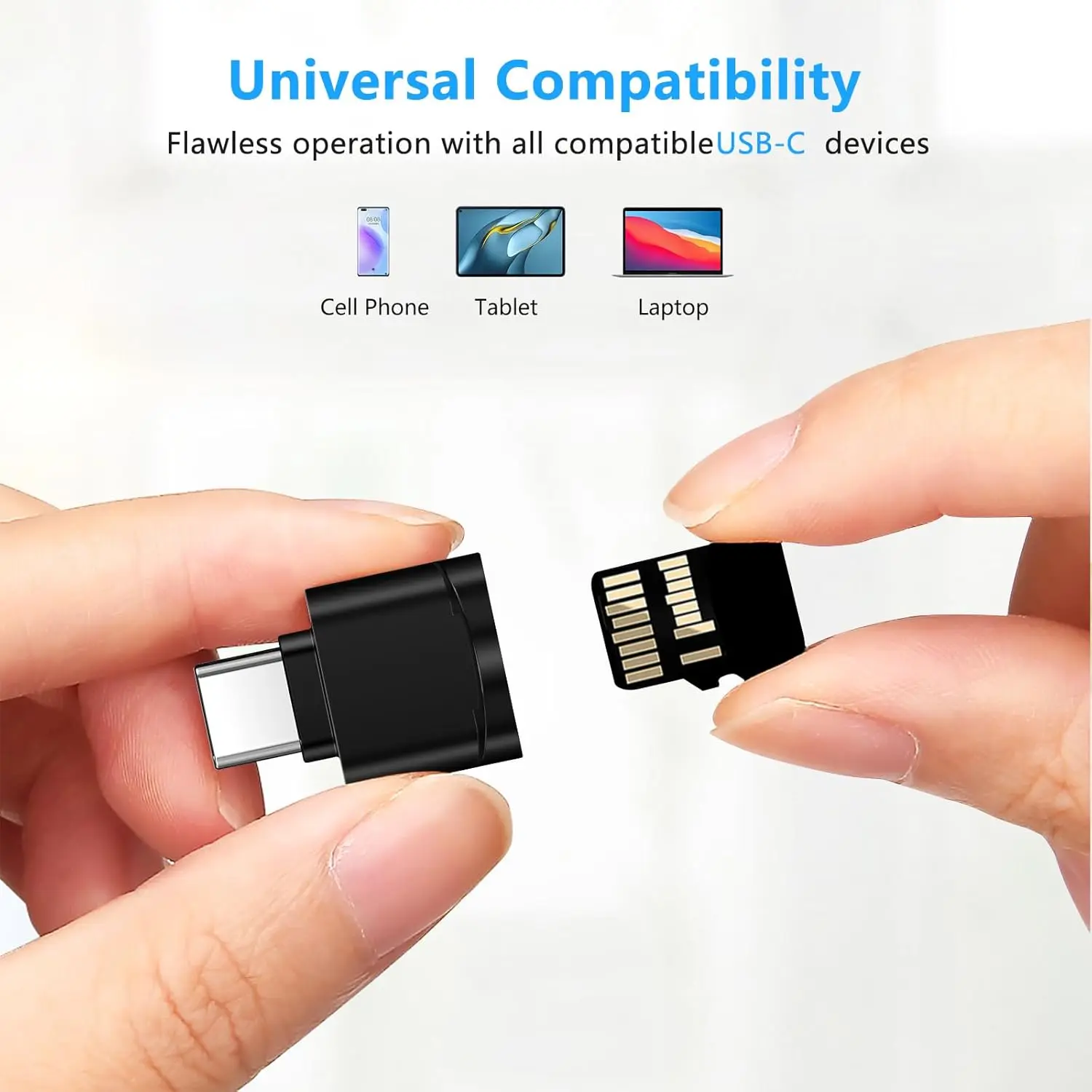2Pcs TF Card Reader, USB C to SD Card Reader, Type C TF Memory Card Reader, USB OTG Card Reader for IPhone MacBook Galaxy Laptop