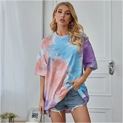 Tie-dye Women‘s T-shirt 3d Colorful Print Tops Tees Y2k Clothes Daily Short Sleeve Tee Summer Oversize T-shirts Women Clothing