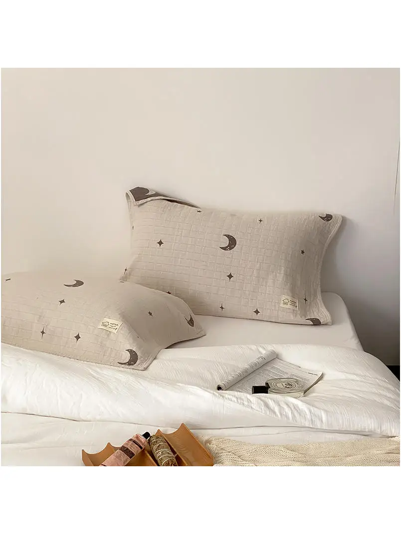 

Японская наволочка из чистого хлопкового муслина с узором «Луна с узлом», детское постельное белье, наволочка для одного человека