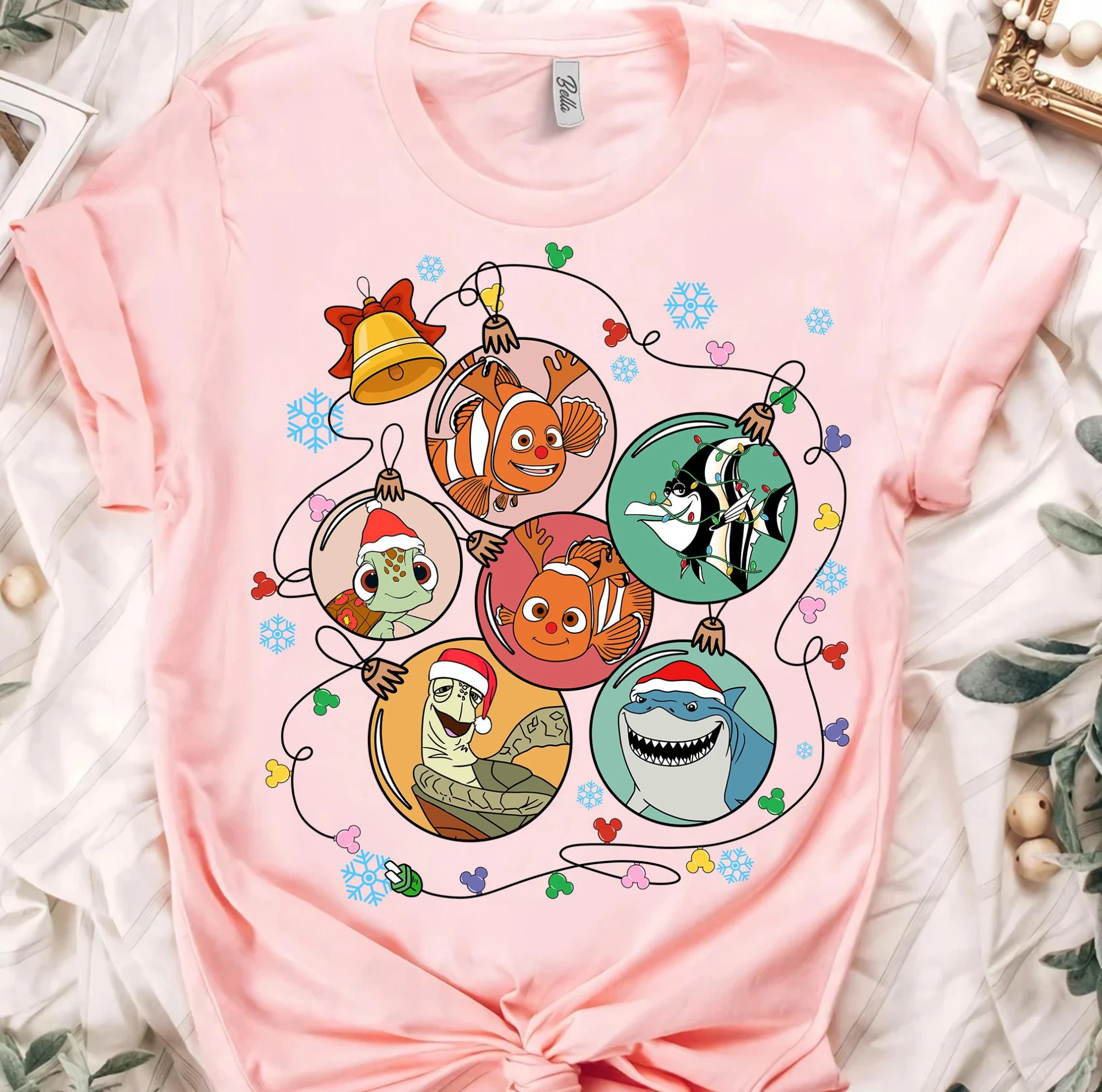 

Disney's Finding Nemo Christmas Decoration Shirt, Santa Claus, Nemo, Dolly, Marin, Grace, Mr. Ray Christmas Shirt