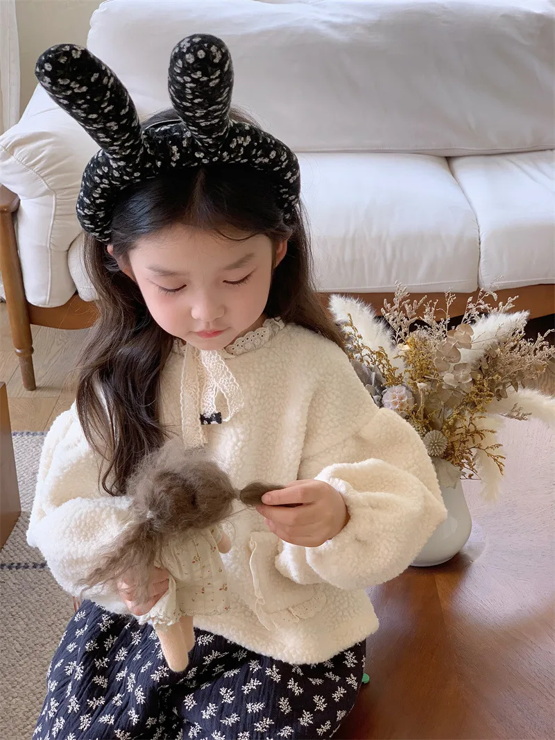 Winter Autumn Thicken Warm Sweater Baby Girl Cute Lace Outwear Kid Girl Coat