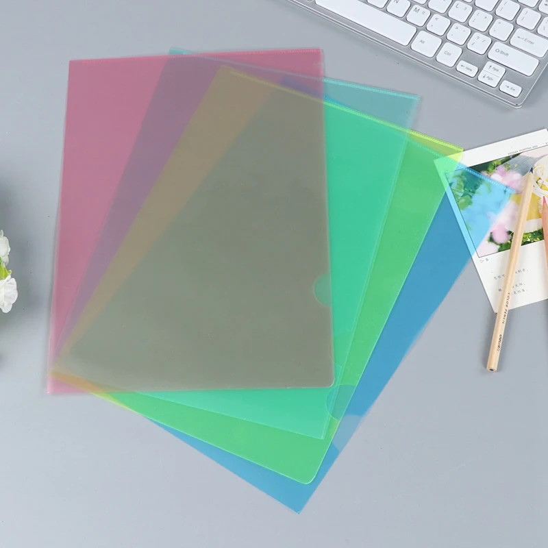 Pastas plásticas para arquivos de proteção, carteiras com mangas abertas superiores e laterais, papel A4, trabalho, escritório, fácil instalação, 50pcs