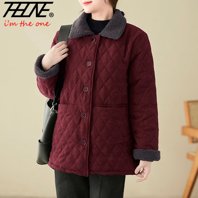 Autumn Winter Korean Style Vintage Parkas for Women 2023 Coats Jackets Casual Turndown Collar Outerwear Casual Thick Warm Padded