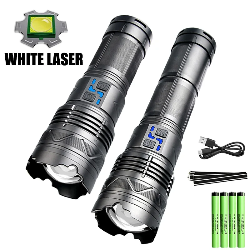 Powerful LED Flashlight GT60 High Power Tactical Zoomable Torch USB Rechargeable Outdoor Camping Lantern with Power Display