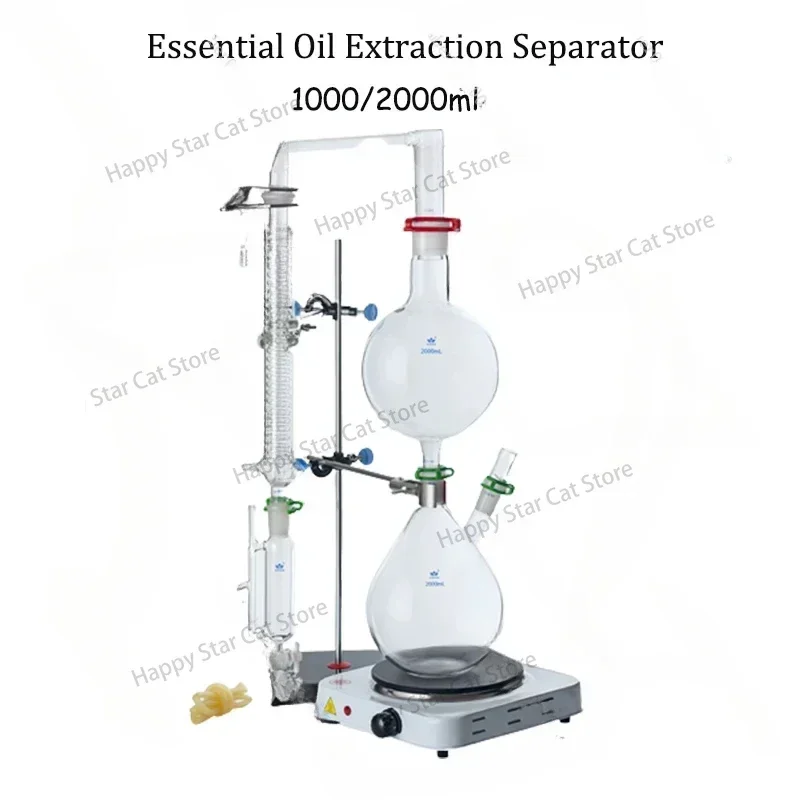 1000/2000ml Essential Oil Extraction Separator Device Dew Distillation Equipment Water Distiller Machine