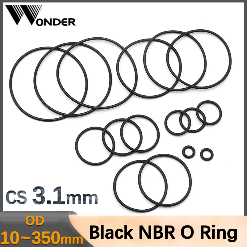 

NBR Black O Ring Seal Gasket Thick CS 3.1mm OD 10~350mm Nitrile Butadiene Rubber O-ring Spacer Oil Resistance Washer Round Shape