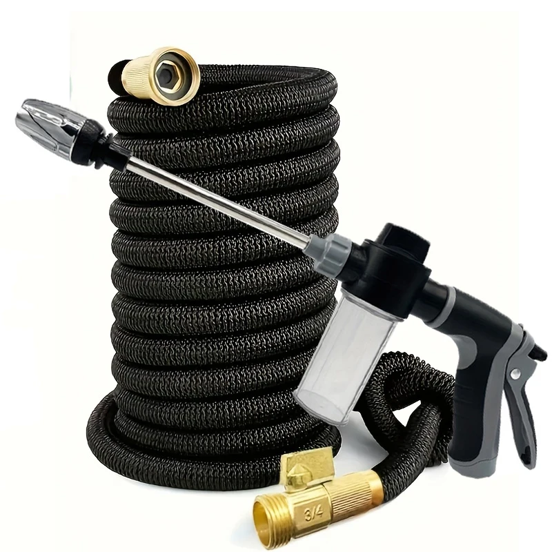 

Легкий расширяемый садовый шланг с резиновым материалом, выдвижные несъемные герметичные прочные разъемы для двора и улицы