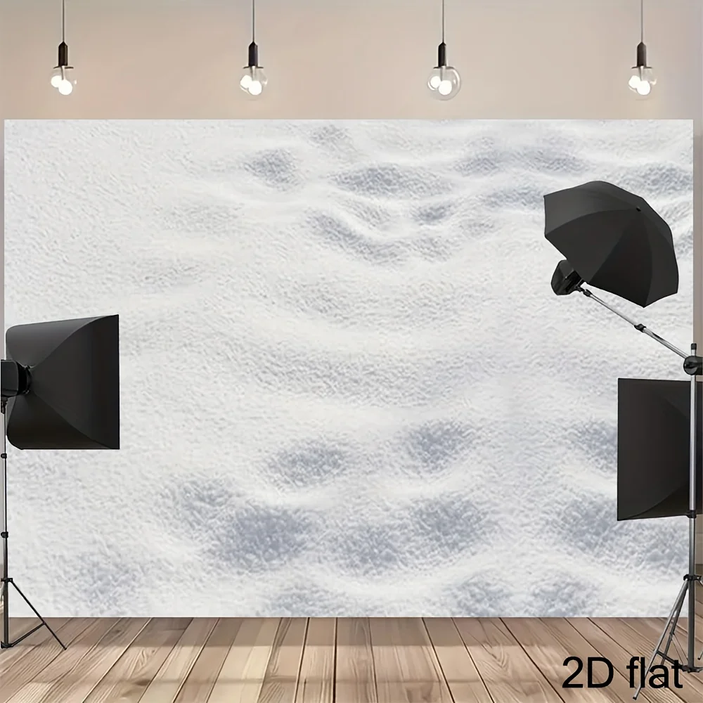 2D flach, 1-teiliger Fotografie- und Hintergrund mit weißer Schneetextur – Winterfotohintergrund, geeignet für den Heim- oder Studiogebrauch