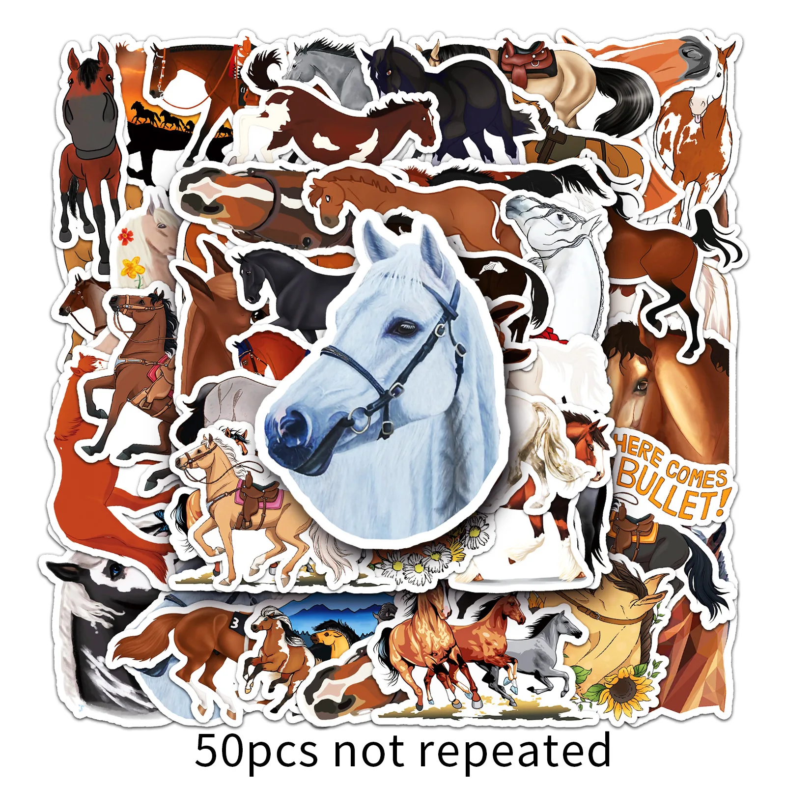 10/30/50PCS Cool Horse Stickers Aesthetic Graffiti Decals Decoration DIY Laptop Phone Luggage Fridge Car Animal Sticker Gift Toy