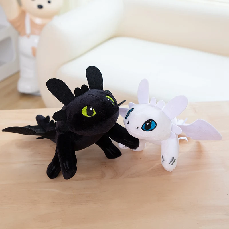 20cm Plushies Dragon Toys Toothless Toys Kawaii White Black Dinosaurs Animal Stuffed Plush Toys Kid Birthday Gifts For Kids Boy