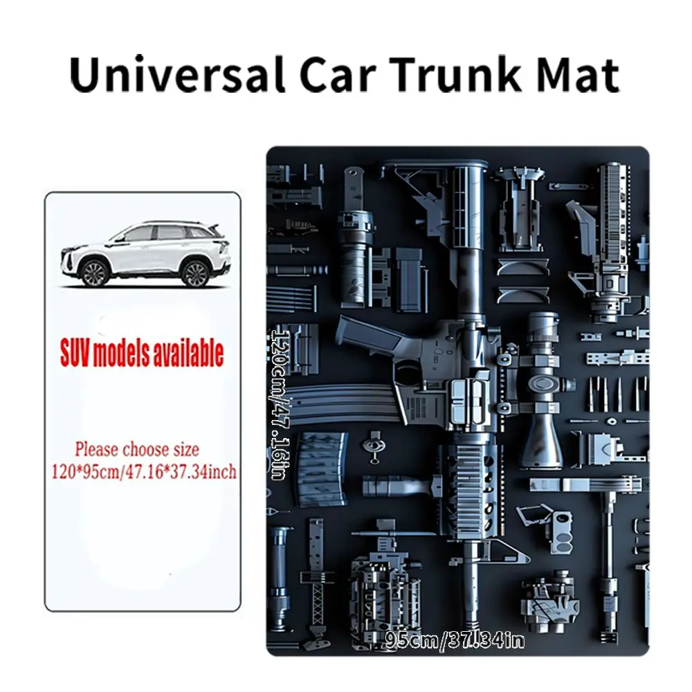 1pcs Car Trunk Mat Guns Print Universal Durable Cargo Liner Easy Clean All-Season Auto Liner Interior Accessories For SUVs view 4