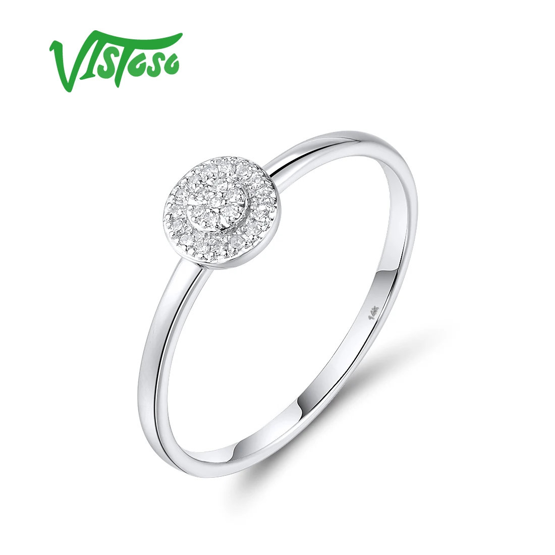 

VISTOSO Authentic 14K 585 White Gold Rings For Women Sparkling Diamond Dainty Wedding Anniversary Elegant Fine Jewelry Sets