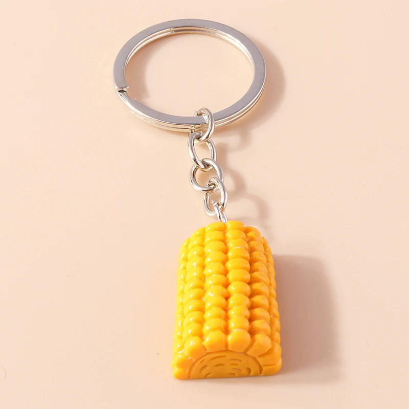 Cute Simulation Vegetable Keychains Resin Food Corn Charms Keyrings Souvenir Gifts for Women Men Car Key Handbag Key Chains