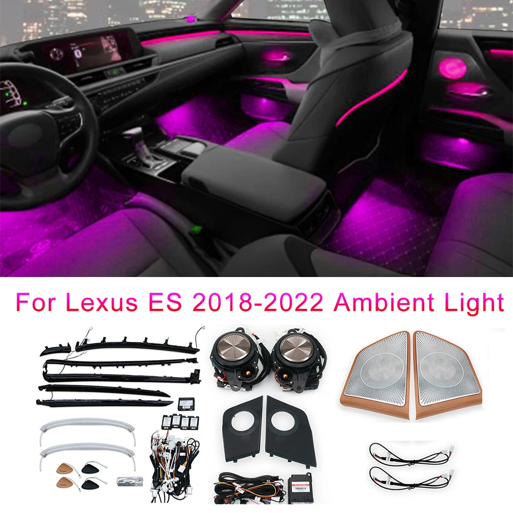 

Для Lexus ES 2018 2019 2020 2021 2022 Автомобильный светодиодный окружающий свет 64-цветный внутренний прибор дверь динамический свет декоративная лампа