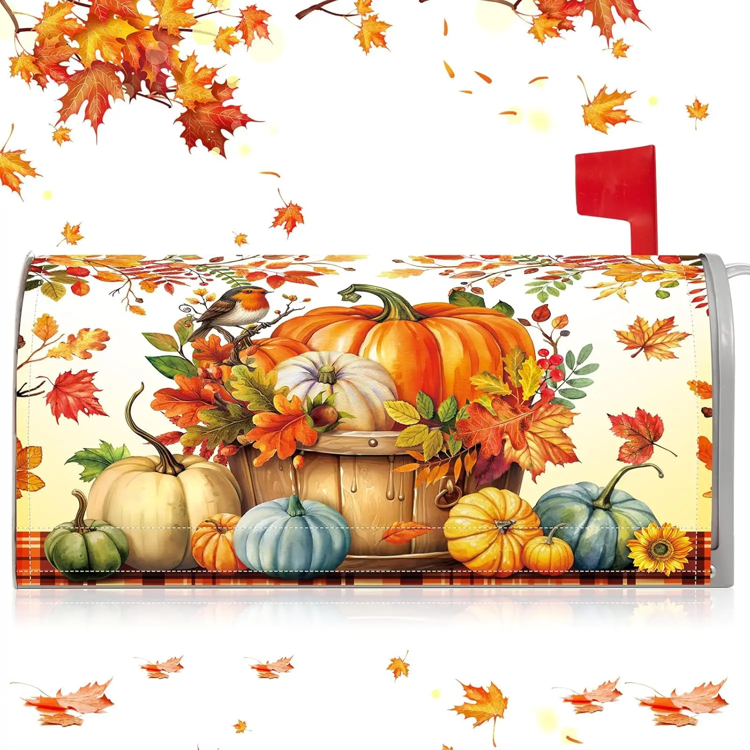 Fall Pumpkin Mailbox Cover Magnetic Autumn Pumpkin Post Letter Box Harvest Decorative Mailbox Covers for Thanksgiving Farmhouse