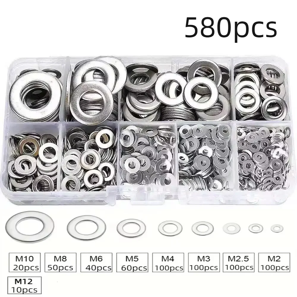 80‑580個のステンレス鋼平座金キット（M2‑M10）。  - Home Improvement Kit のレビューと価格