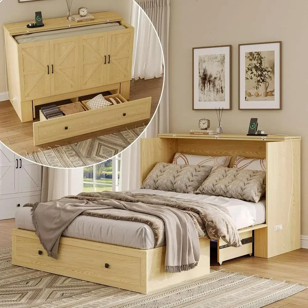 

Раскладная кровать-трансформер (Murphy) с зарядной станцией, настенная складная кровать с откидной панелью для дома, офиса, небольших комнат, спален