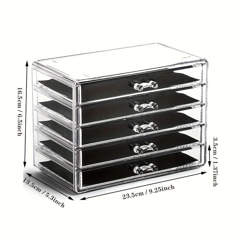 1pc 5-Layer Acrylic Drawer Storage Box Clear Office Organizer Pencil Holder Cosmetic Organizer Desk Accessories For Home Cabinet