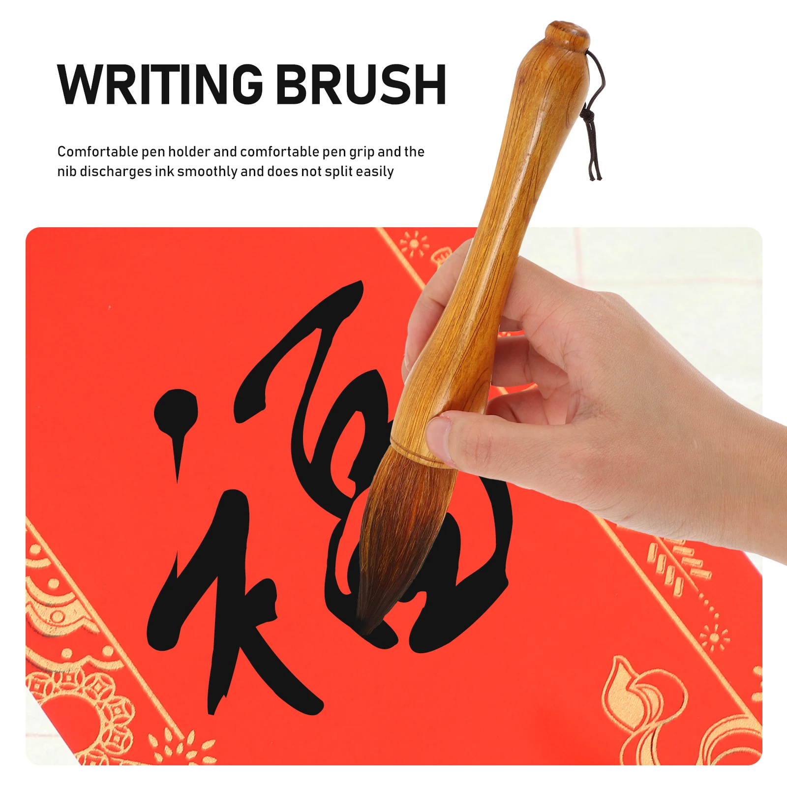 

ULDIGI Chinese Brush for Oil Painting Writing Pen Wooden Handle Smooth Ink Ideal Beginners Artists