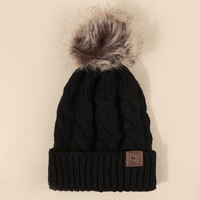 Autumn and winter men's and women's casual simple and versatile wool ball Fried Dough Twists knitted hat for warmth