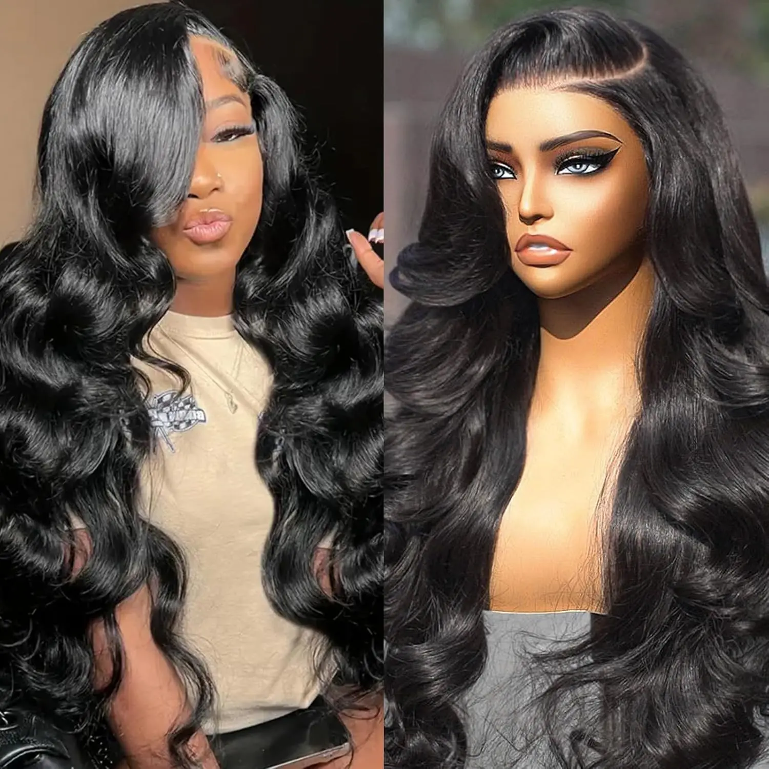 

30 Inch Body Wave Human Hair Wigs 13x6 Hd Lace Frontal Wig 180% Density Natural Black Body Wave 13x4 Lace Front Wig for Women