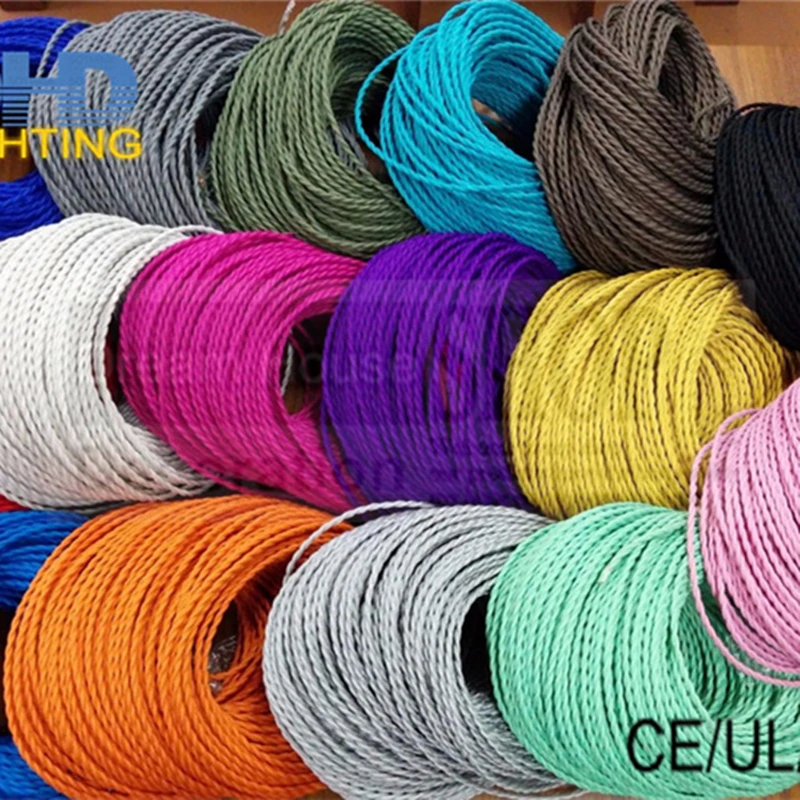 2 meters fabric Twisted antique vintage pendant lamp wire cord DIY lamp accessories of fabric wire