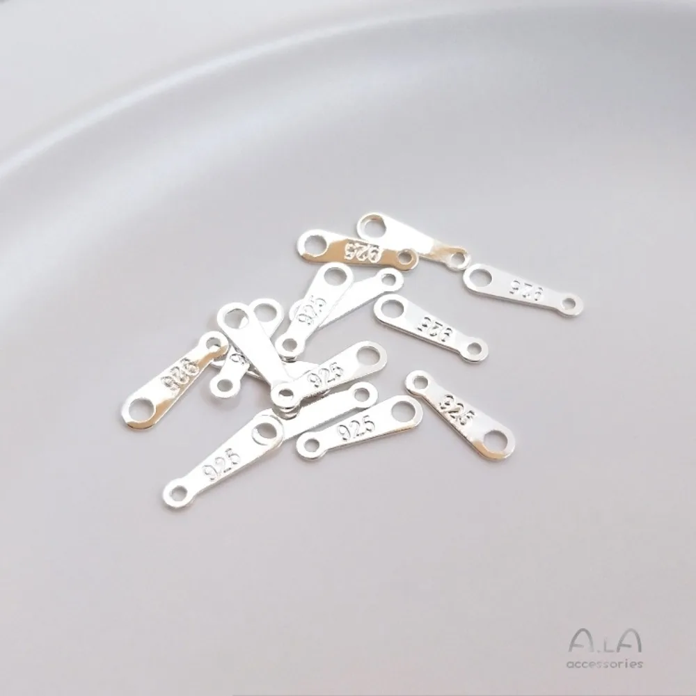 المشابك النحاسية 14K الذهب اللون مطلي فضة محفورة التسمية اتصال التشطيب 8 أحرف مشبك ورقة DIY الملحقات