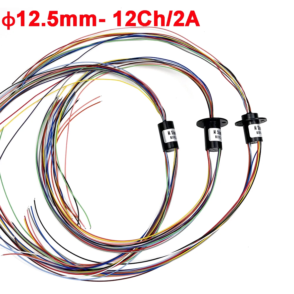 Micro Slip Ring A/C/U-Type 12.5mm 12 Channels Wires 2A Rotate Signal Transmission for PTZ Hand Gimbal Monitor Robot DIY RC Model