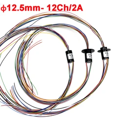 Micro Slip Ring A/C/U-Type 12.5mm 12 Channels Wires 2A Rotate Signal Transmission for PTZ Hand Gimbal Monitor Robot DIY RC Model