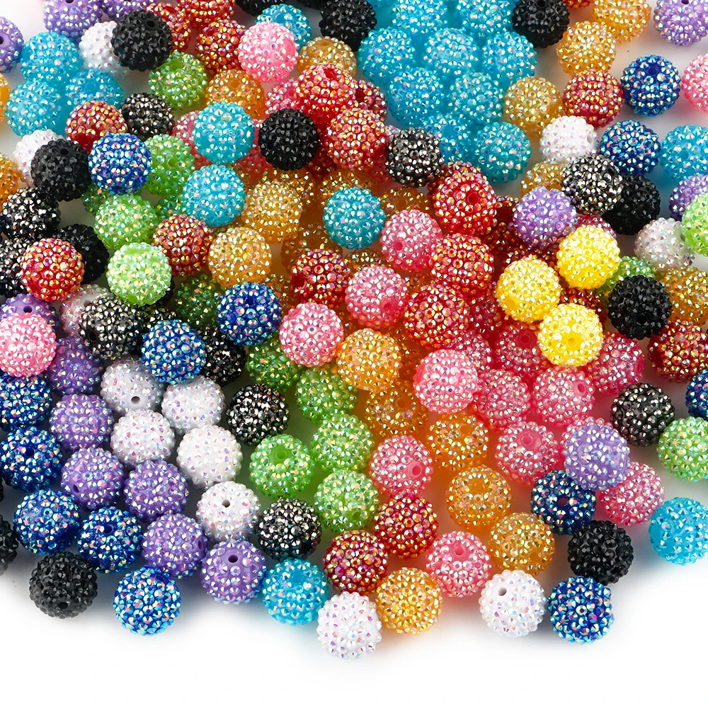 14mm 16mm 20mm Resin Bayberry Ball Rhinestone Beads Fashion Loose Spacer Beads For Jewelry Making Clothing Decoration Accessory