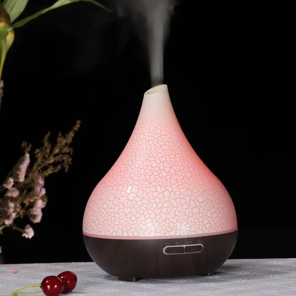 Aromatherapy machine 400ml with bamboo grain with 7LED night light support with essential oil 2020 new design humidifier