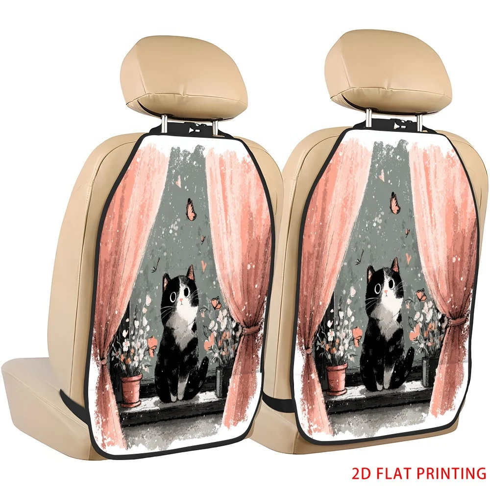 2D Plane Printing 2pcs Backseat Protector Seat Covers Individuation Decoration Animal Friends Pattern Applies To Various Models