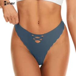 New Style Women's Thongs Hollow Out Ice Silk Tangas For Woman Panties Summer Thin Breathable Seamless Underwear Strings T-back