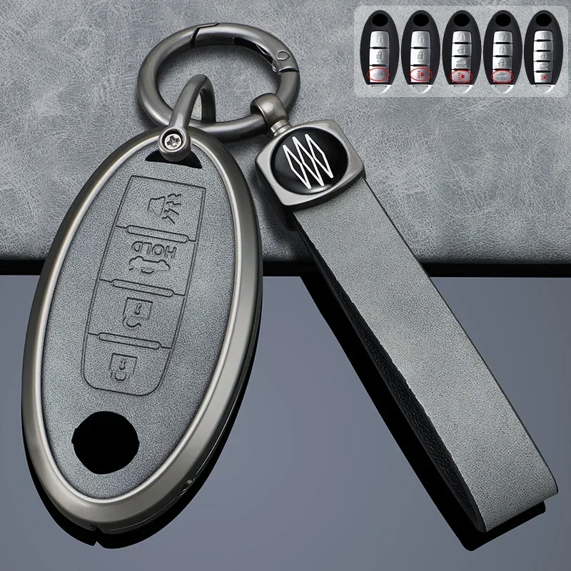 

For Nissan Car Key Case Patrol Versa Maxima Altima Rogue Armada Sentra Murano Leaf Sunny X-Trail Qashqai Zinc Alloy + Leather