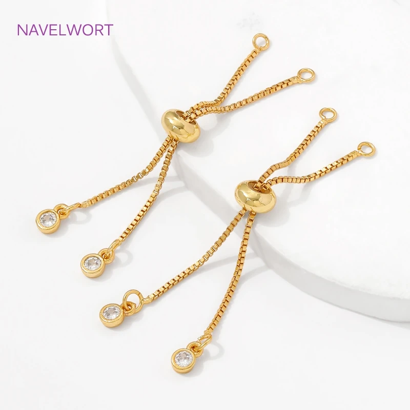 6 cm lange, 18 Karat vergoldete, verstellbare Kastenkette für die Schmuckherstellung, Armbandverlängerungskette mit Silikonperle, DIY-Schmuckzubehör