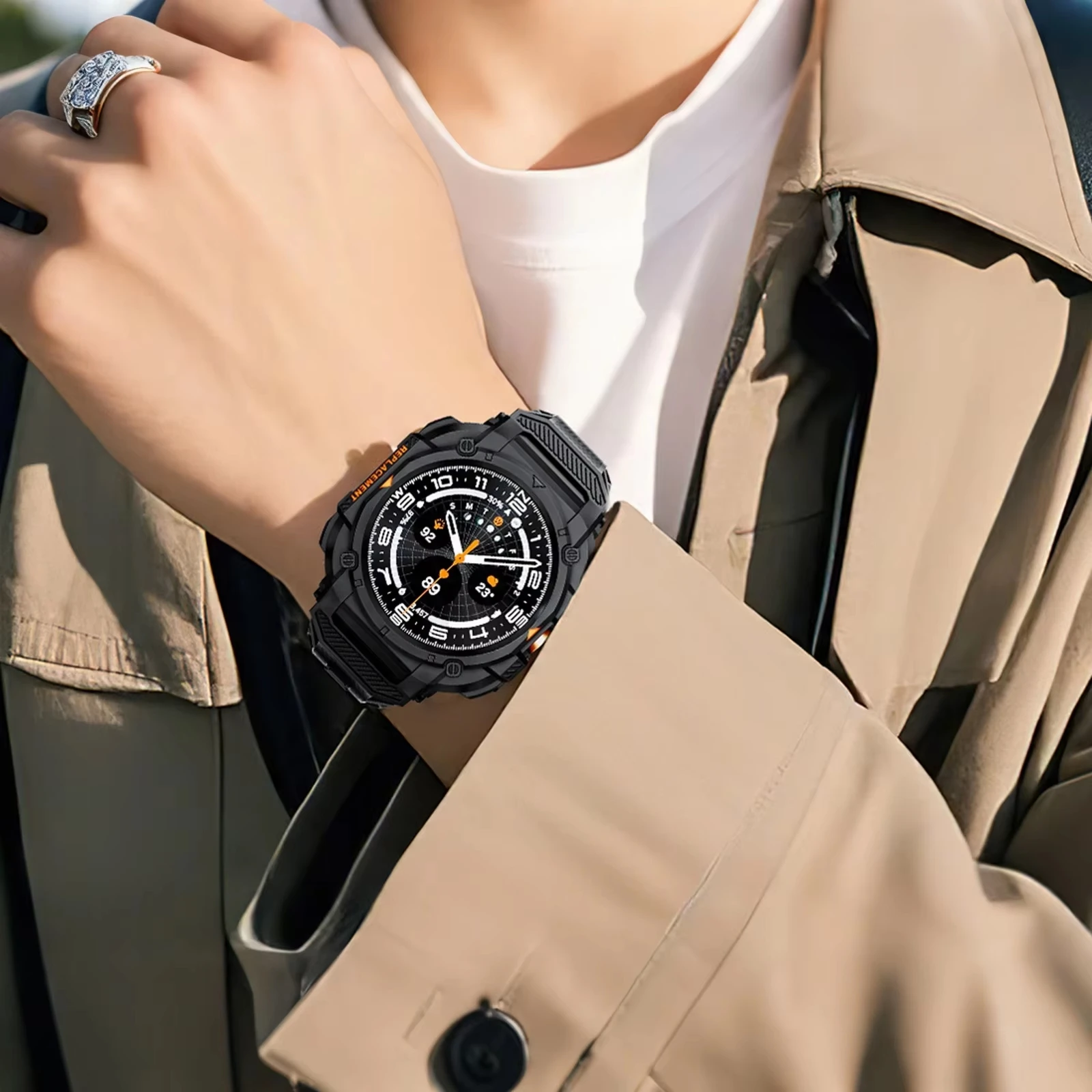 Einteilige TPU-Hohl-Schutzhülle + Armband für Samsung Galaxy Watch Ultra 2 47 mm Smartwatch-Zubehör Armband Correa – Detail 5