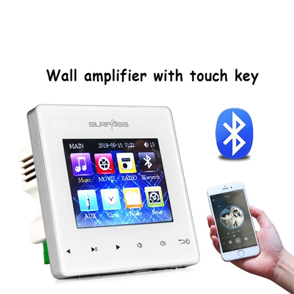 Top! Background Music System Home Hotel Architecture Villa Amplifier Panel Bluetooth Connection Wall Amplifier With Touch Key