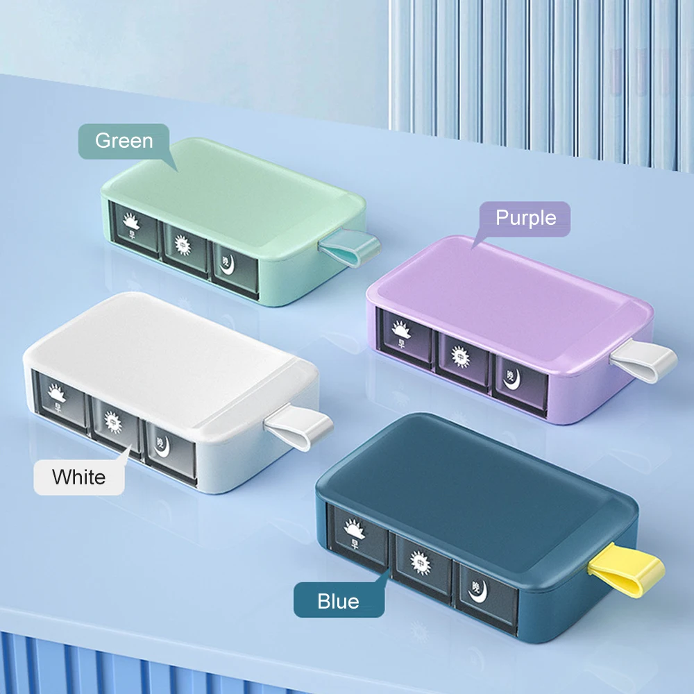 

1pcs BPA-Free 3 Compartment Pill Box Day Pill Organizer for 3 times a Day Travel Storage Pocket Or Purse Vitamin Organizer