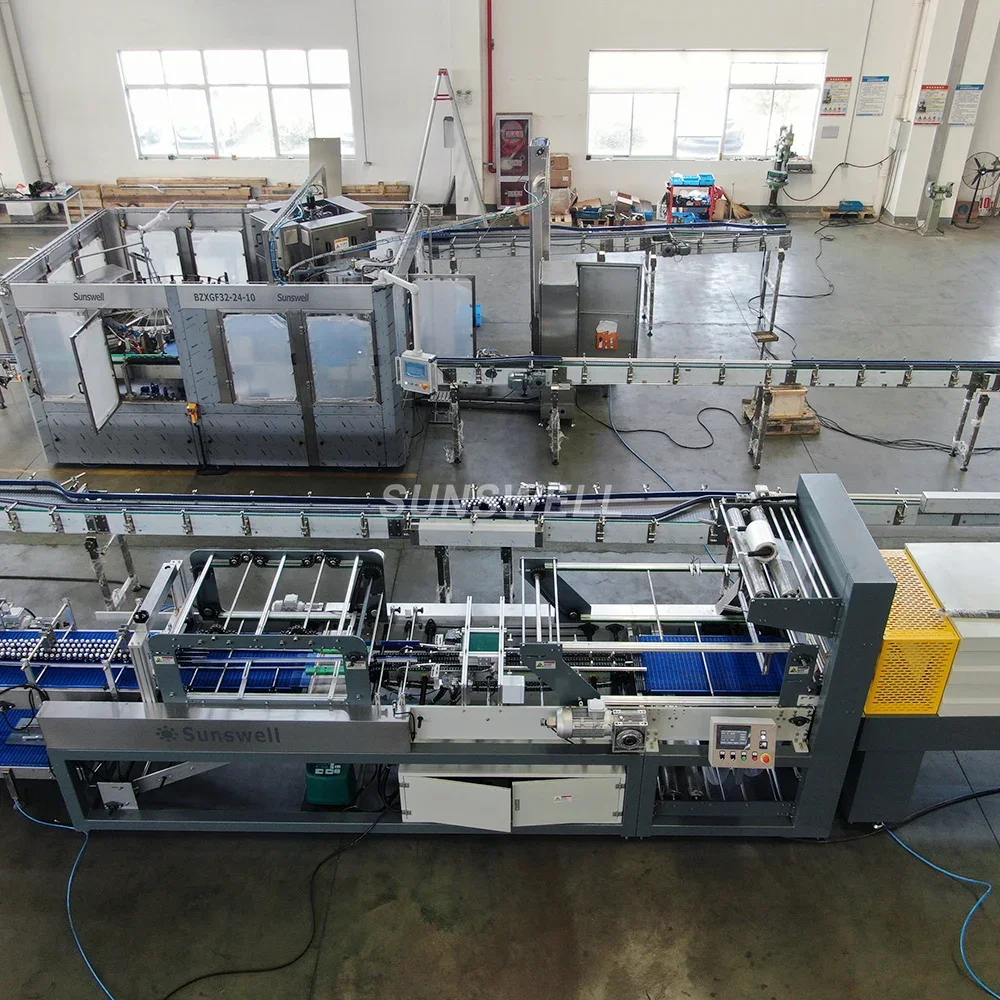 High Production Full Automatic Juice Beverage Drink Soda Pure Water Tonic Drink Plastic Glass Bottle Filling Machine Line