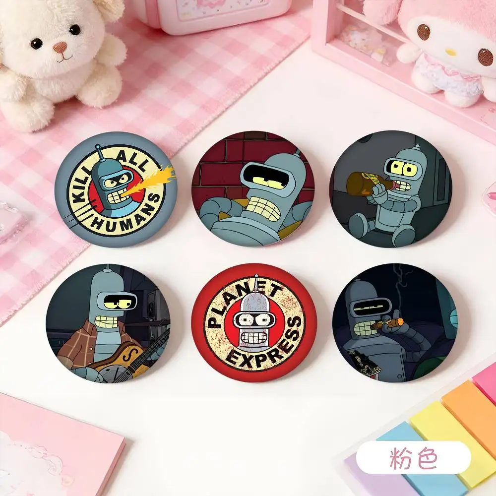 1pc F-Futuramas-Bender Anime Cartoon Style Badge Brooches On Backpack Decoration Round Enamel Pins For Accessorys