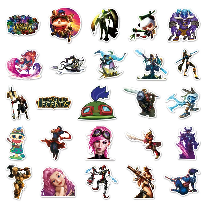 50 Pcs League Of Legends Lol Graffiti Personalized  Competitive Games Wholesale Phone Cases Luggage Stickers Waterproof Diy