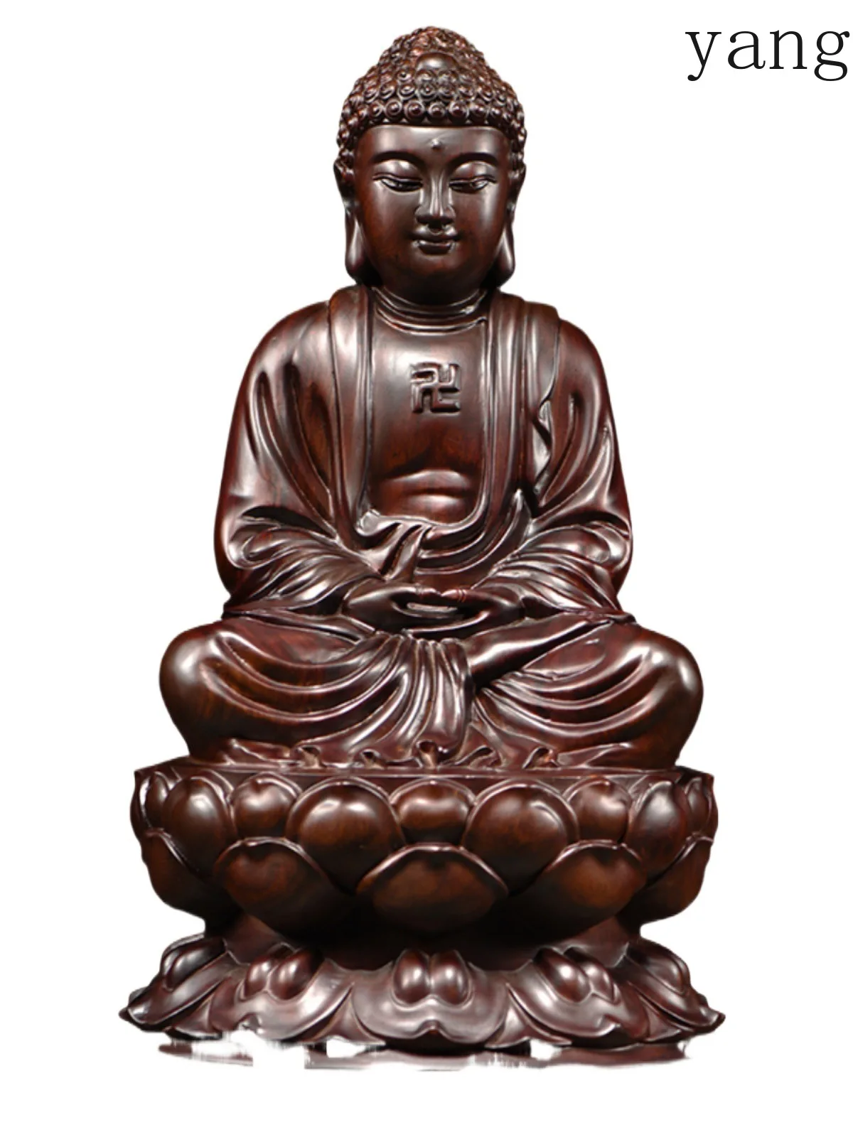 CX Ebony wood carving Buddha ornament Solid wood Buddha statue of Sakyamuni at home